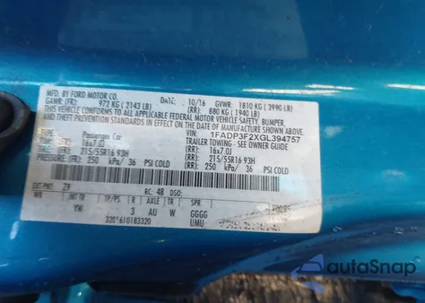 2016 Ford Focus Se из США, поврежденный, VIN 1FADP3F2XGL394757